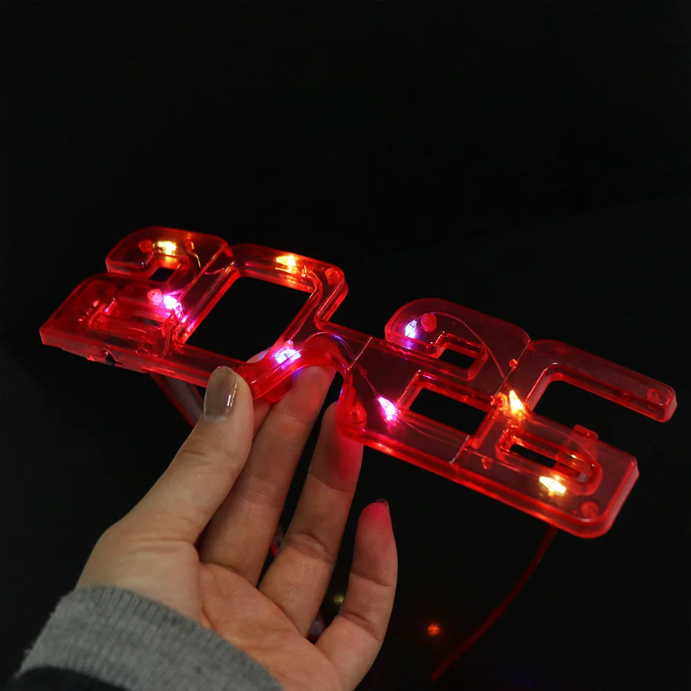 Okulary LED Świecące 2026 Nowy Rok Ozdoby Fotograficzne z Numerami 2026 Okulary LED Świecące Kolorowe Okulary Świecące na Imprezę Noworoczną