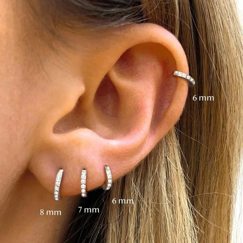 Pendientes de aro minimalistas de circonia cúbica para hombre y mujer, aretes Huggies circulares de acero inoxidable, joyería para Piercing, novedad de 2023