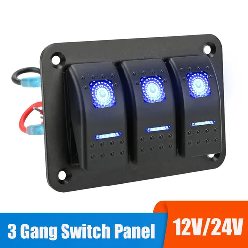 Panel de interruptor de 24V y 12V, palanca de luz de coche de 3 botones para barco, camión, remolque, caravana, motocicleta todoterreno, 4x4, accesorios marinos para automóviles