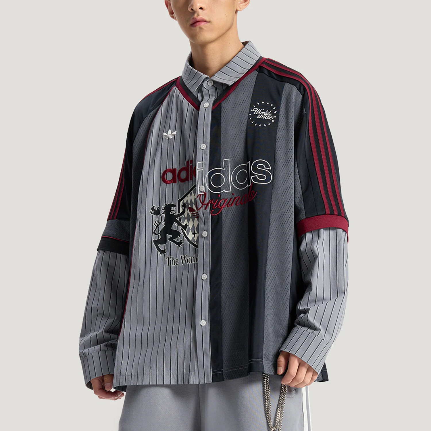 Adidas genuine clover men's trendy casual jacquard long sleeved shirt KY2152