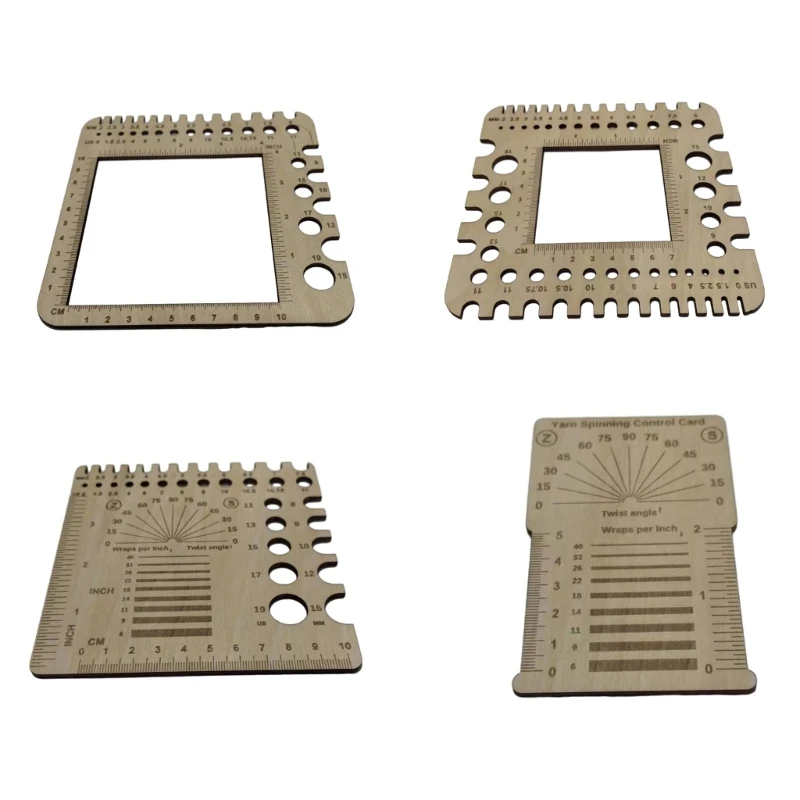 Penggaris Pengukur Rajut Kayu Alat Rajut Persegi Rajut dan Pengukur Jarum Rajut Alat Ukur Benang Rajut