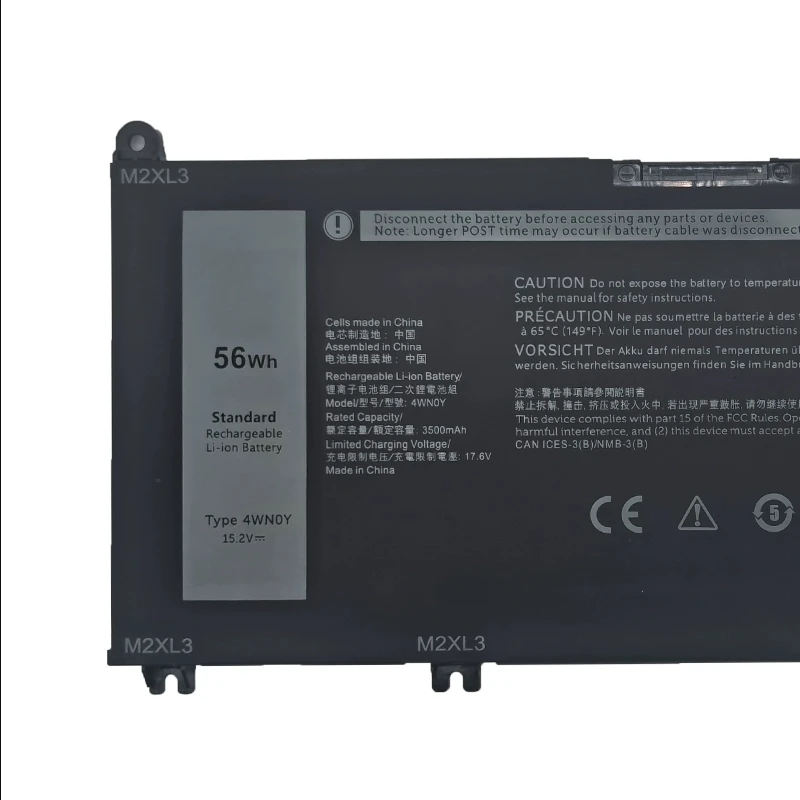 

Laptop Battery 4WN0Y JYFV9 M245Y For Inspiron 13 7577 7778 7779 and Latitude 3310 P95G002 Series 15.2V/56Wh/3500mAh