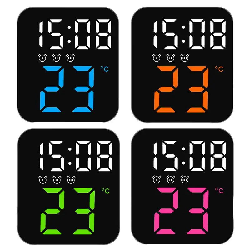 Digital Clock With Temperature LED Digital Wall Clock Large Screen Time Temperature Remote Control Adjustable Brightness Clock