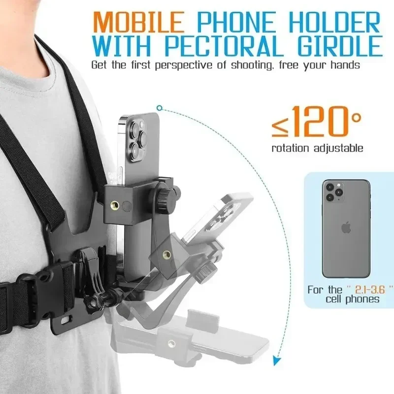 Chest Strap Rotating Mobile Phone Holder 360° Rotatable Mobile Phone Fixed Bracket Outdoor Fishing Riding Shooting Equipment