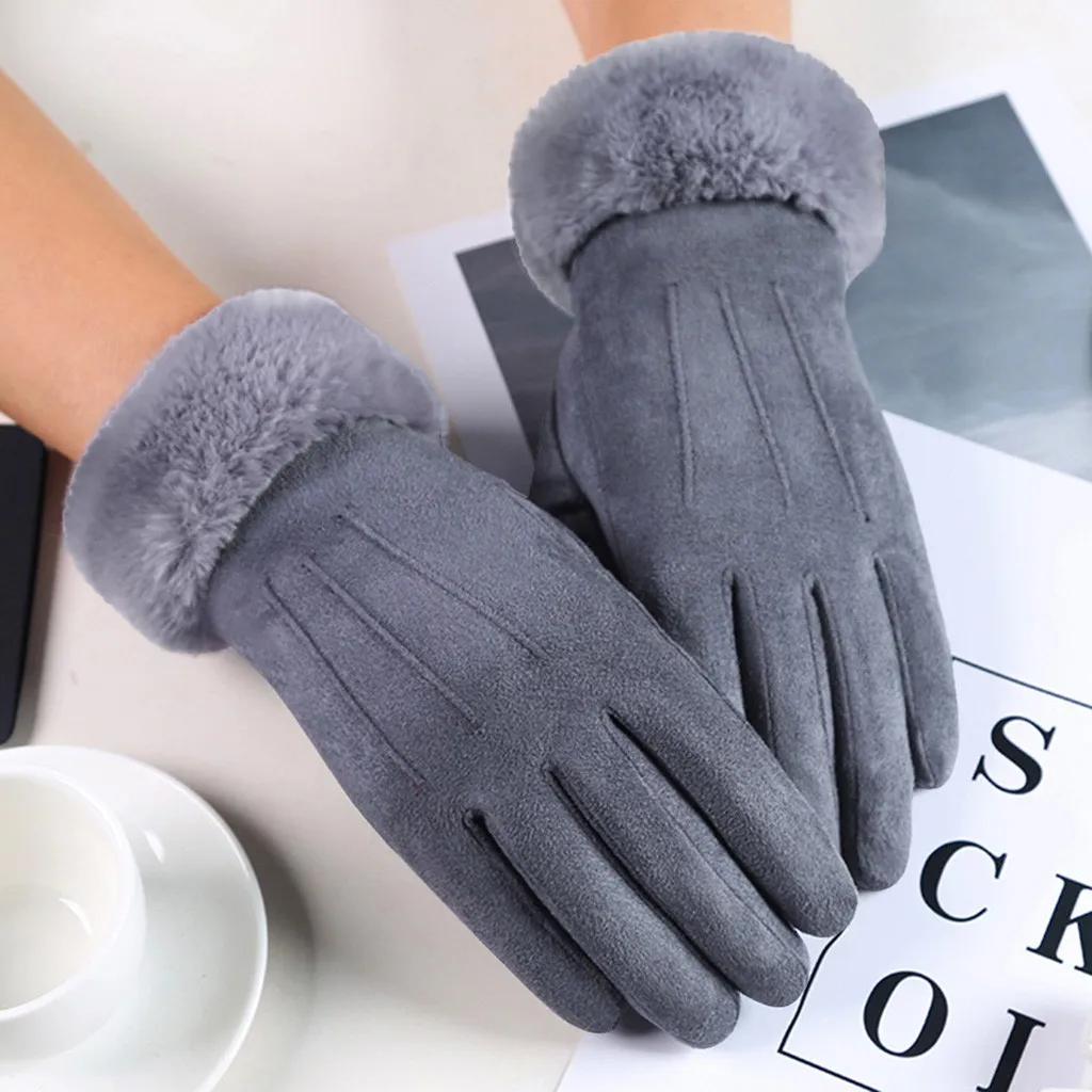 Winter Warm Mittens Gloves Women Gloves In Autumn And Winter Windproof Warm Plus Velvet Gloves Women Cold Weather Mittens