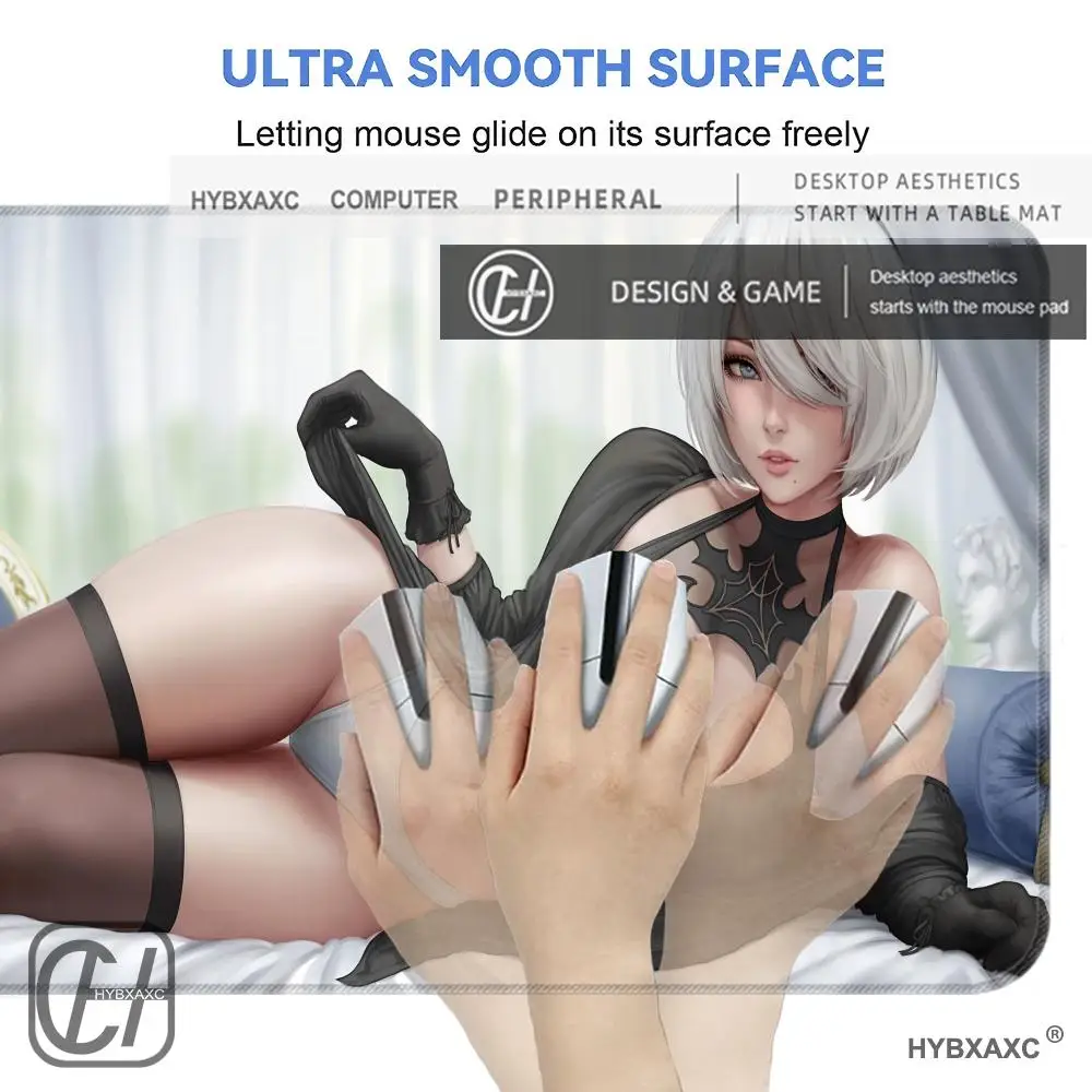 HYBXAXC N-Nier A-Automata 2b B 90x40cm Thickened Mouse Pad Oversized Gaming Keyboard Notebook Table Mat for Teen Girls Bedroom