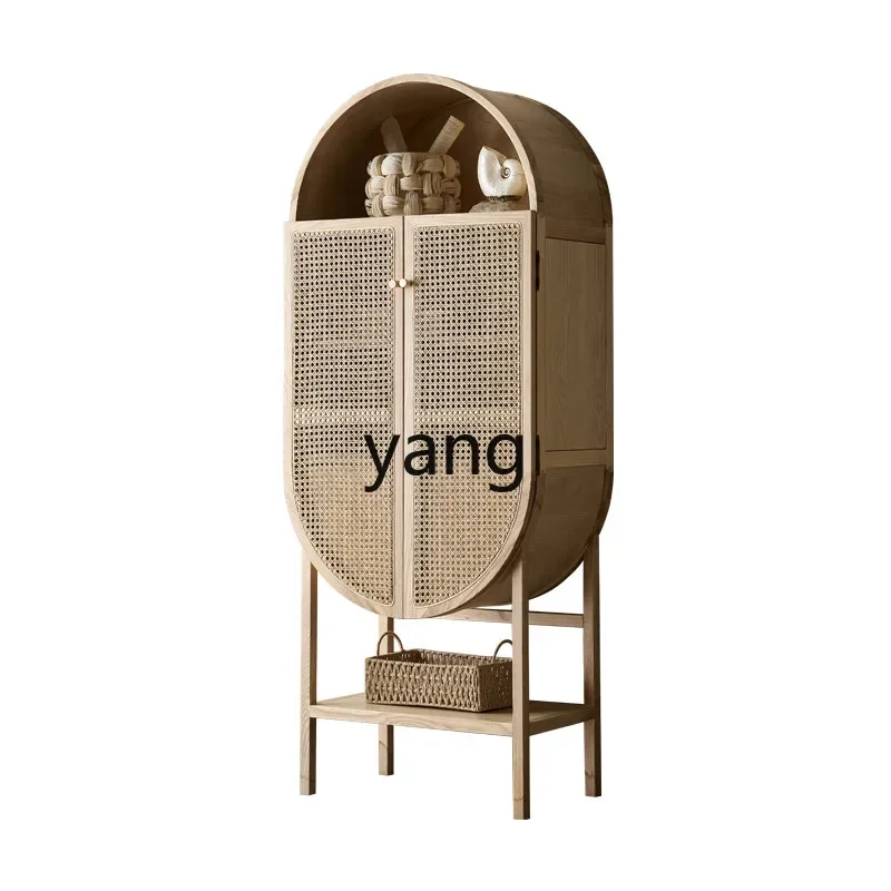 

CX modern living room solid wood dining side simple rattan storage double door cabinet