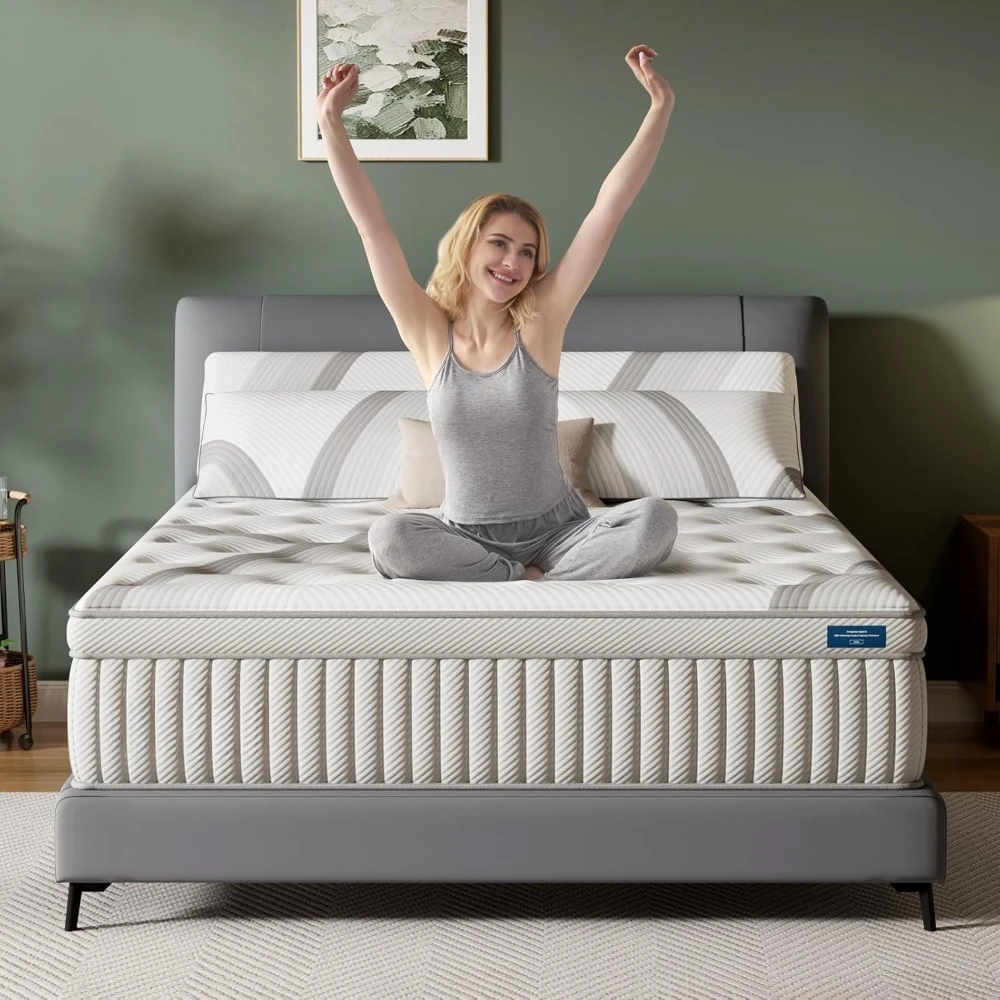 Twin Mattress,14Inch Memory Foam Hybrid Mattress with 7-Zone Pocket Spring,Twin Size Mattress in Box, Medium Plush Mattress