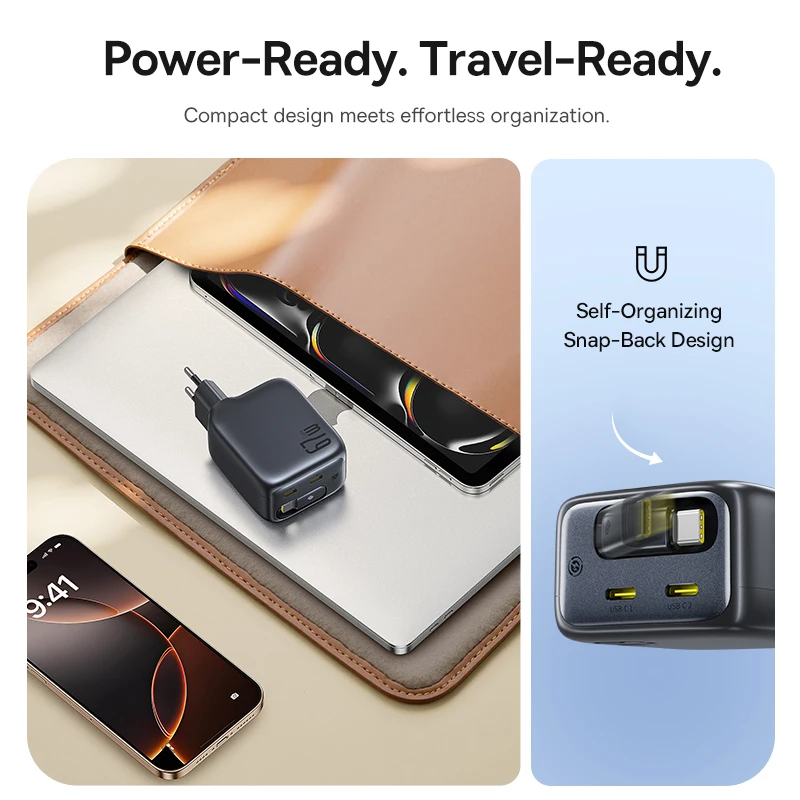 Baseus 67W شاحن سريع مع كابل قابل للسحب USB C شاحن آيفون سامسونج Xiaomi iPad شاحن سريع شاحن الهاتف السفر #6