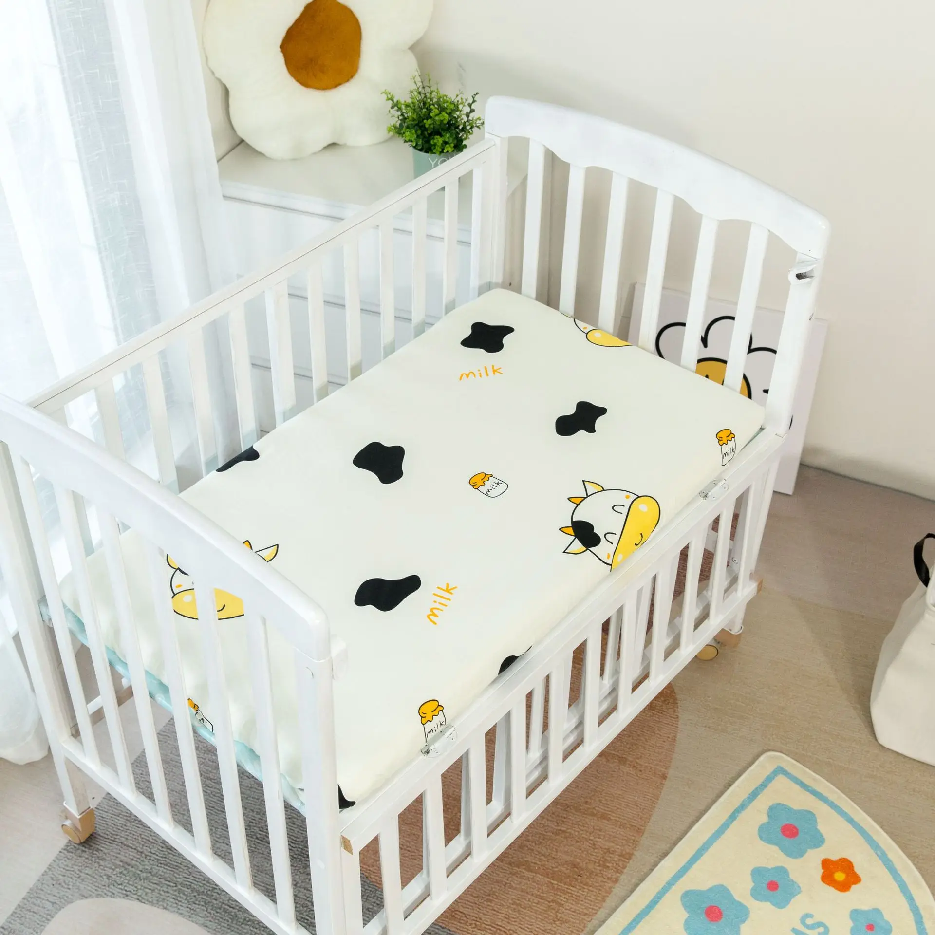 Baby Fitted Sheets Cotton Crib Bed Cover Children's Bedspread Infant Stitching Mattress Cover Cot Newborns Bassinet Pads Bedding