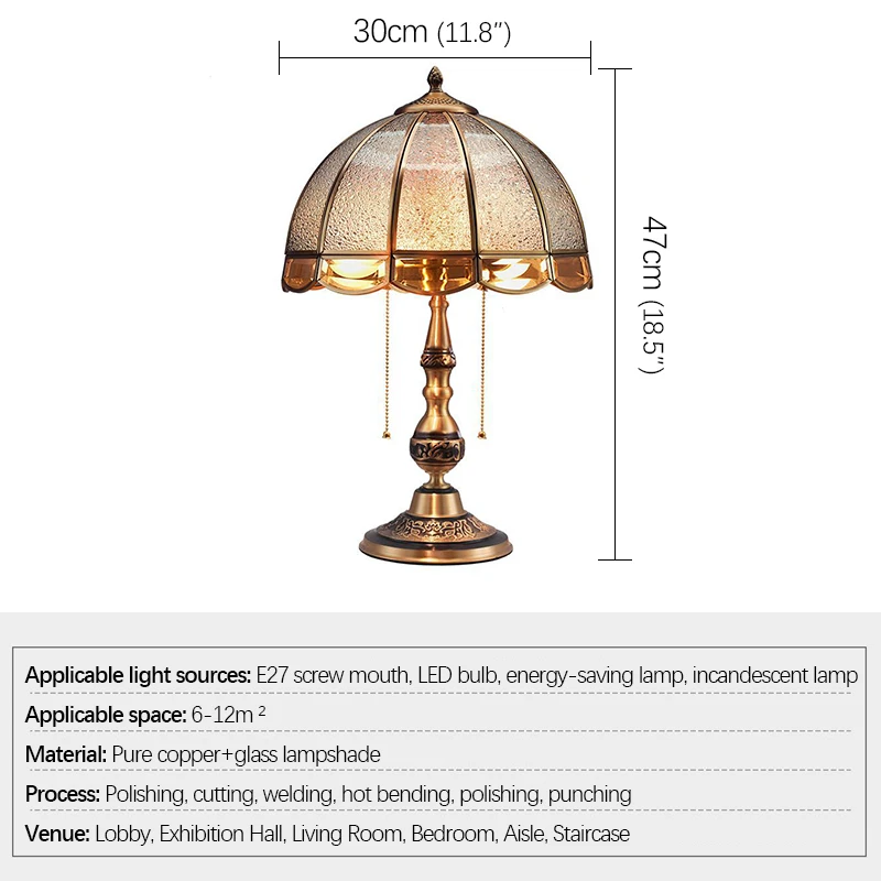 AFRA Contemporary Brass Table Lamp LED Retro Creative Luxury Glass Copper Desk Light For Home Living Room Study Bedroom