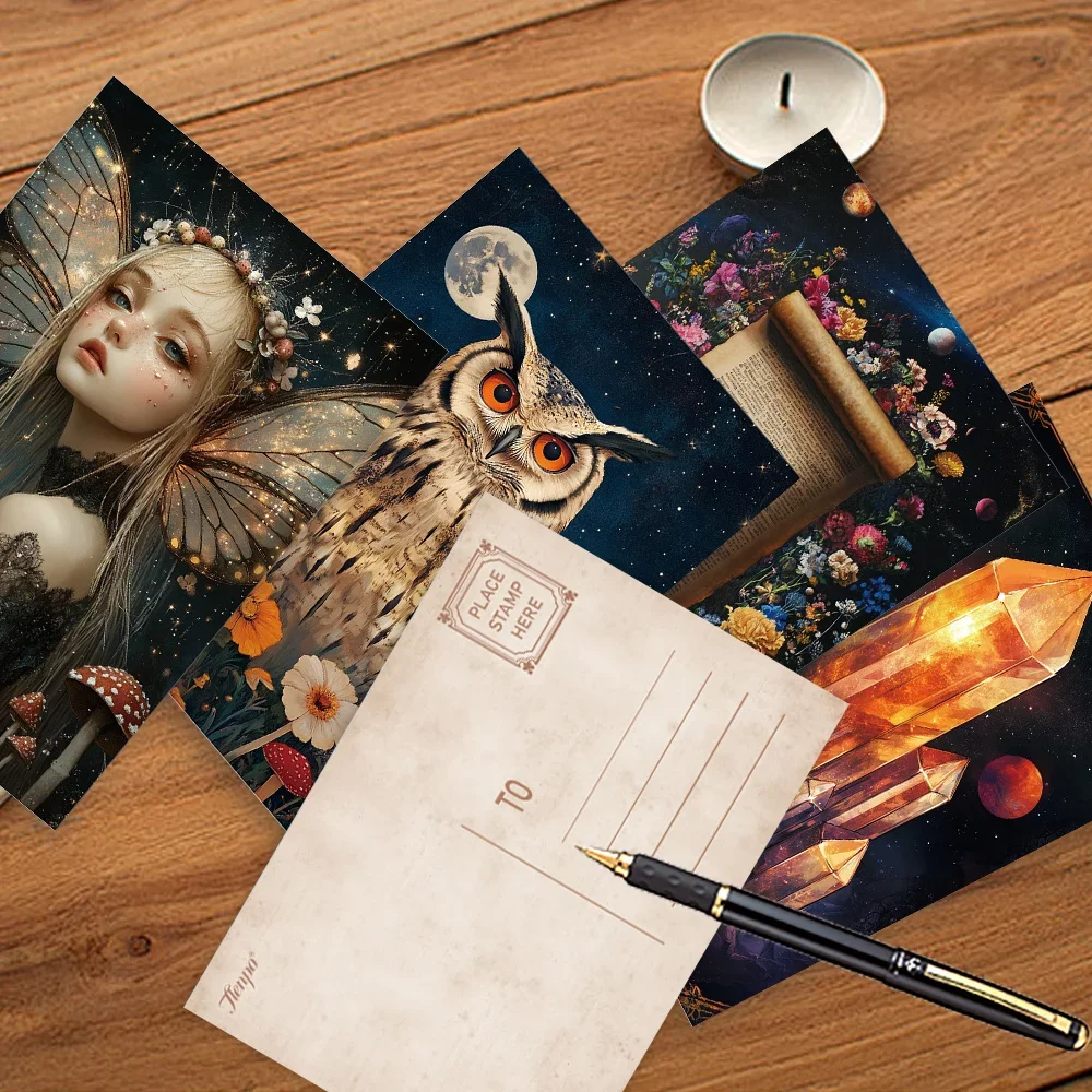 

32pcs,mystical witchcraft-themed postcards,wall stickers, mailing cards, greeting cards, DIY postcards, commemorative postcards,