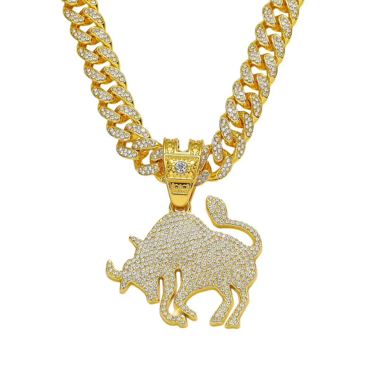 Hip hop creative personality cow pendant necklace