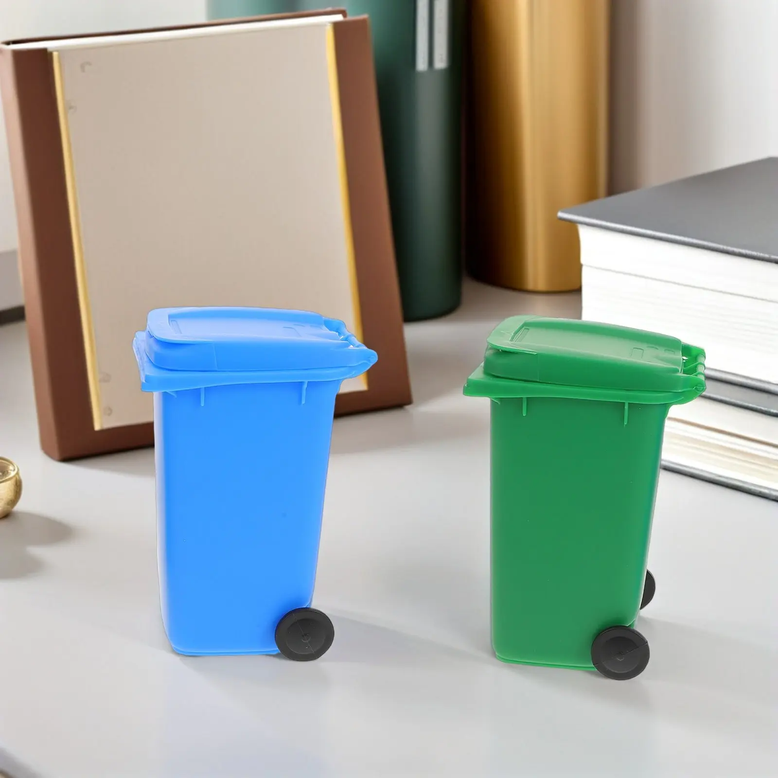 

4Pcs Desktop Trash Can with Lid Mini Waste Bin for Office Dorm Vanity Countertop Garbage Holder Pencil Cup Portable Table
