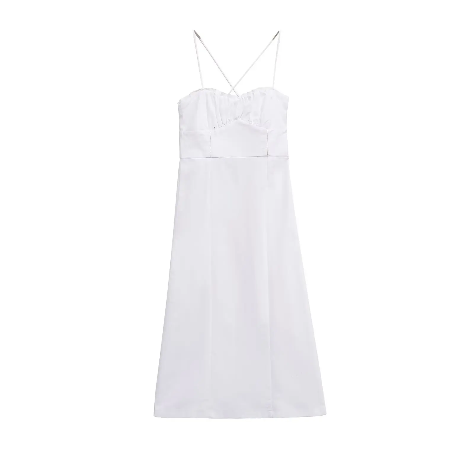 2025 novo verão feminino moda casual simples e confortável sem costas estilo espartilho vestido midi estilo menina