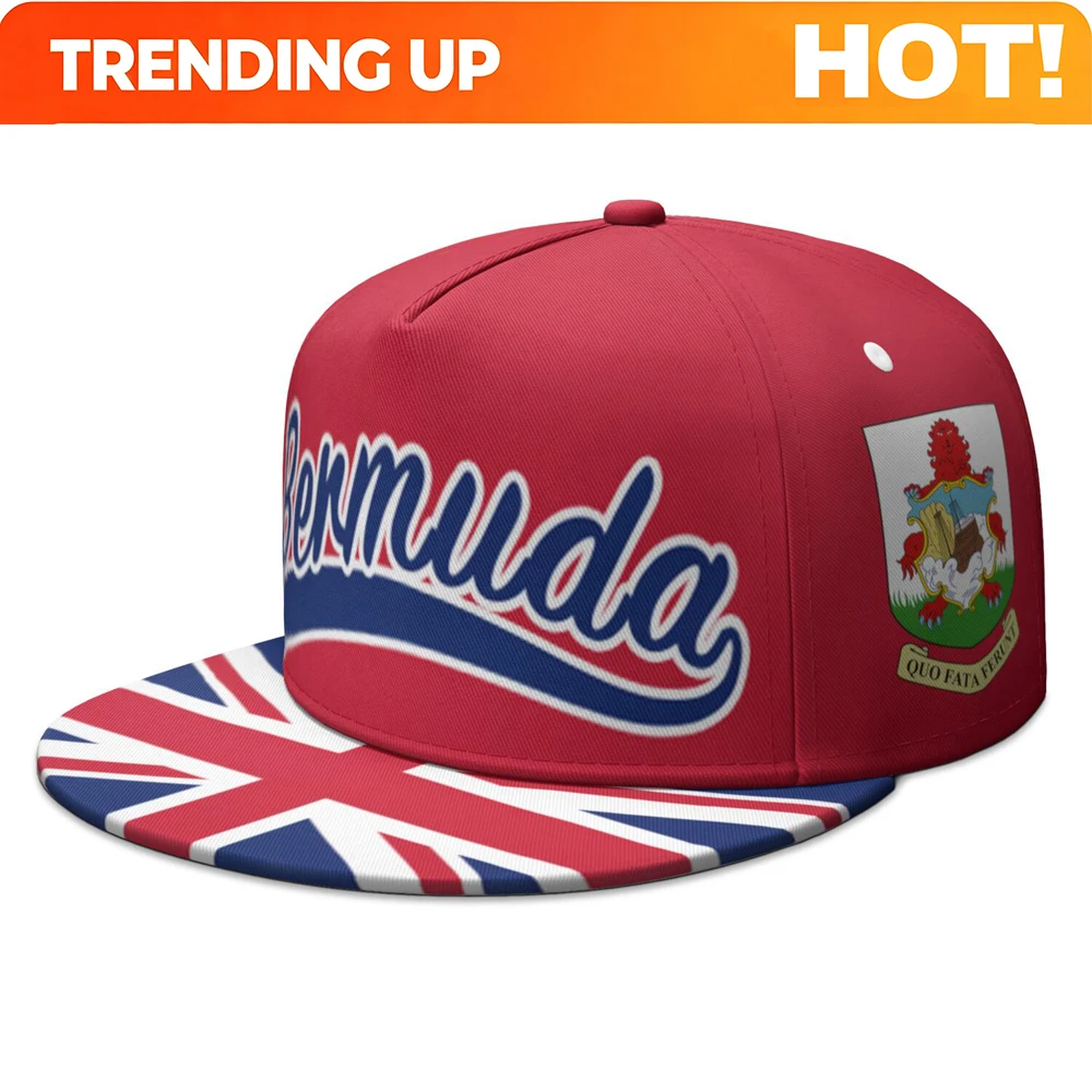 Bermuda Free custom made name number Logo Flat Brimmed Cap country nation flag island college Print photo Hip-hop Hat
