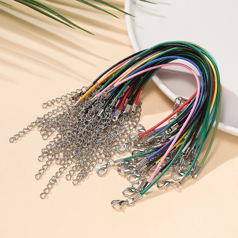 10 Teile/los Durchmesser 1,5/2mm Lederband Halskette Mit Verschluss Einstellbare Geflochtenen Seil für Schmuck Machen DIY Halskette armband Liefert