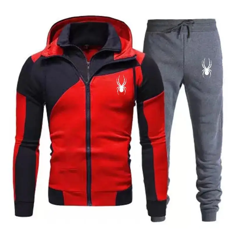 2024 New fashion Men\'s Autumn Winter Sets Zipper Hoodie+Pants Pieces Casual Tracksuit Male Sportswear Brand Clothing Sweat Suit