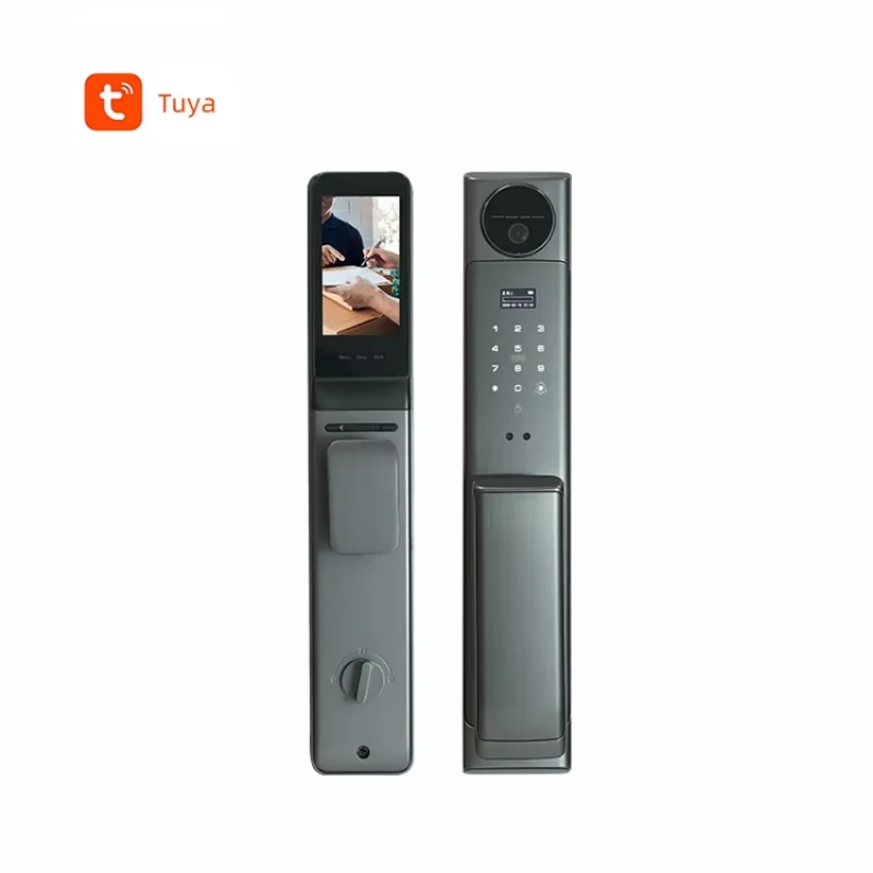 2024 New High Quality 3D Face Recognition Unlock Intercom Function Tuya WIFI Mortise Smart Lock With Camera