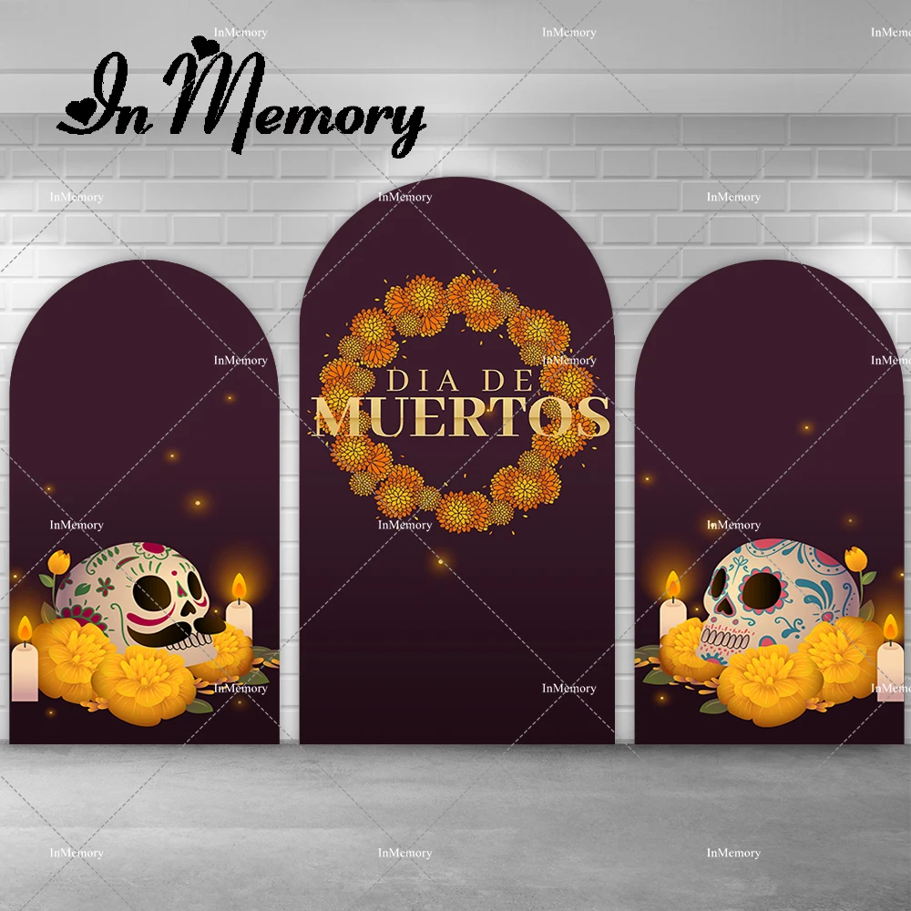 Day of The Dead Arch Backdrop Cover Mexican Dia DE Los Muertos Photography Background Fiesta Sugar Skull Banner Double-sided