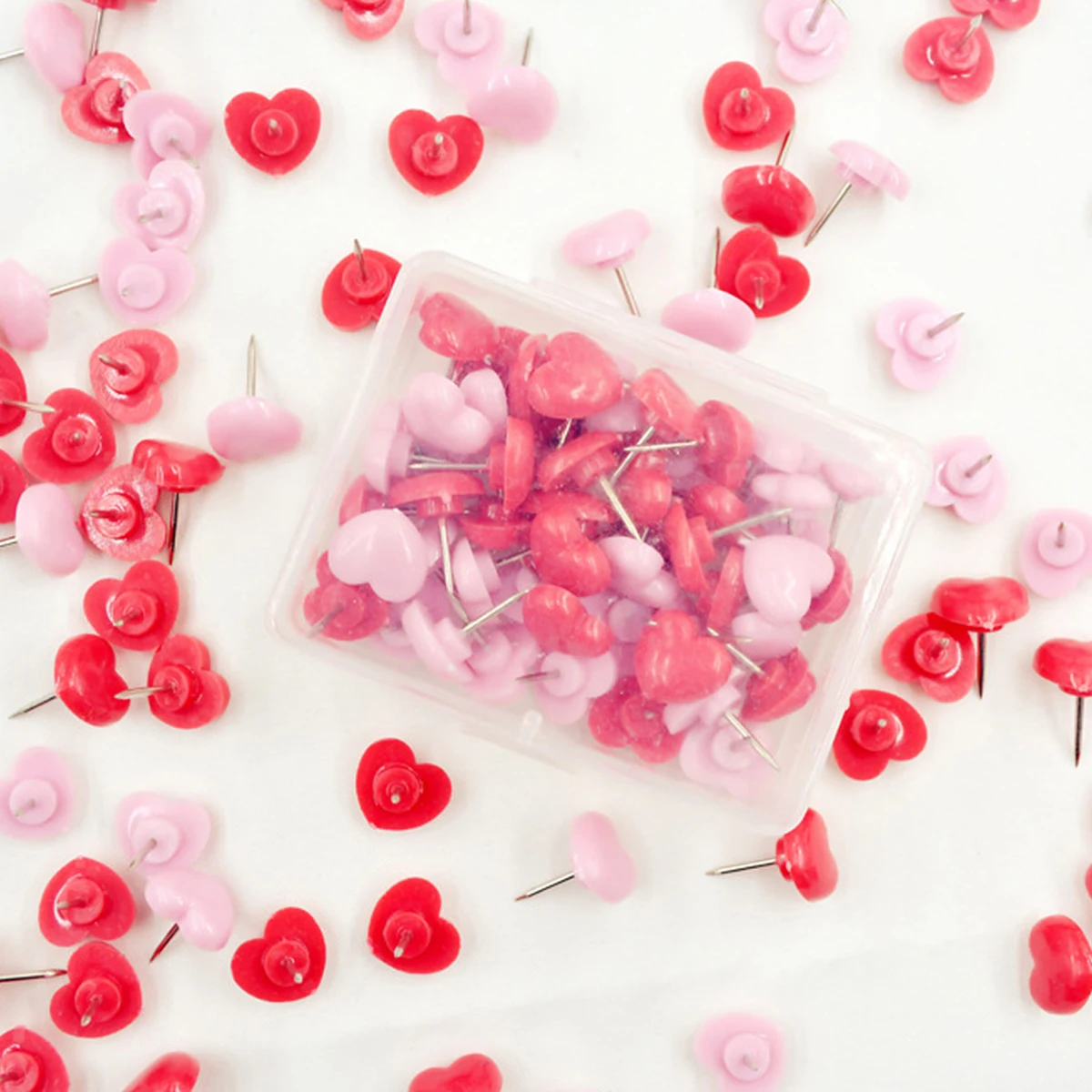 

50pcs Heart Shaped Push Pins Thumb Tacks Decorative Drawing Pins for Cork Board Home Office School Map Marking Secure Fastening