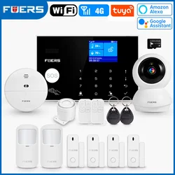 FUERS WIFI GSM Alarmsysteem Wireless Home Inbreker Alarmsysteem Tuya APP Controle Sirene Bewegingsmelder PIR Rooksensor