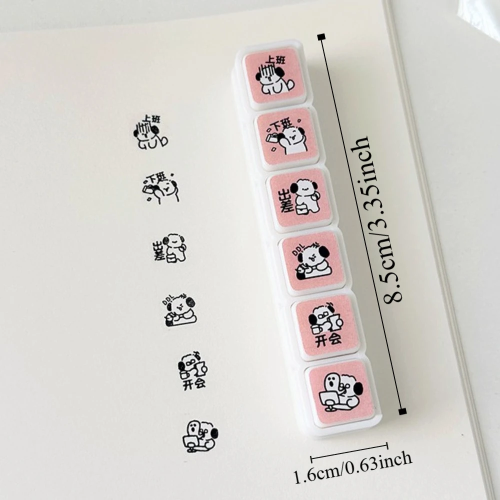 Kawaii 6 تصاميم الطوابع الزخرفية الكرتون Diy بها بنفسك الحرف الصحافة Inkpad Stamps متعددة الأغراض سكرابوكينغ ختم مجلة مخطط #6
