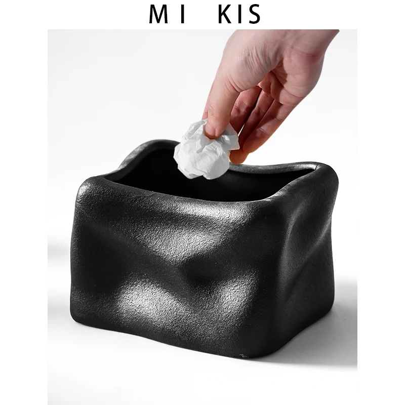 Mikis Bathroom Vanity Organizer Ceramic Square Storage Rack for Toothbrush Comb Stylish Luxury Design Desktop Space Saver