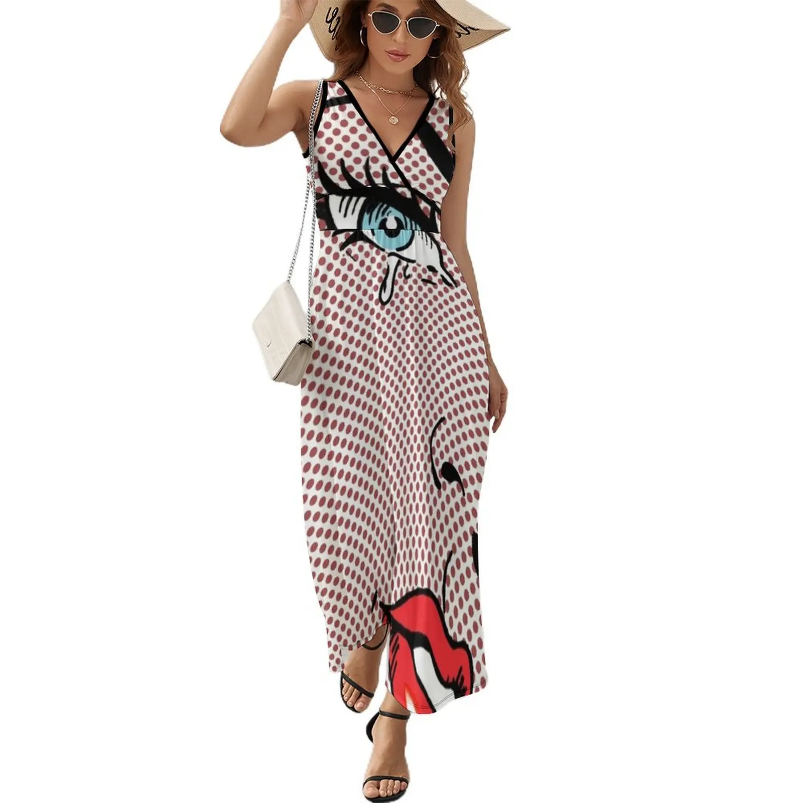 

POP-ART GIRL in the style of Roy Lichtenstein Sleeveless Dress women evening dress Women long dress