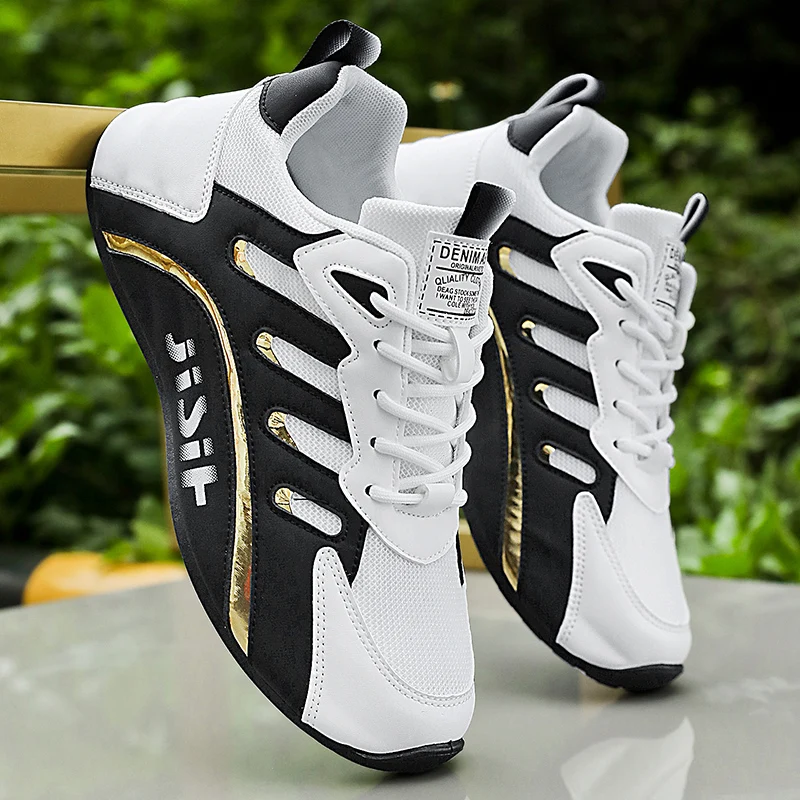 Men's Breathable Sports Shoes Comfortable Low Top Strap Height Increasing Feature for Outdoor Sports