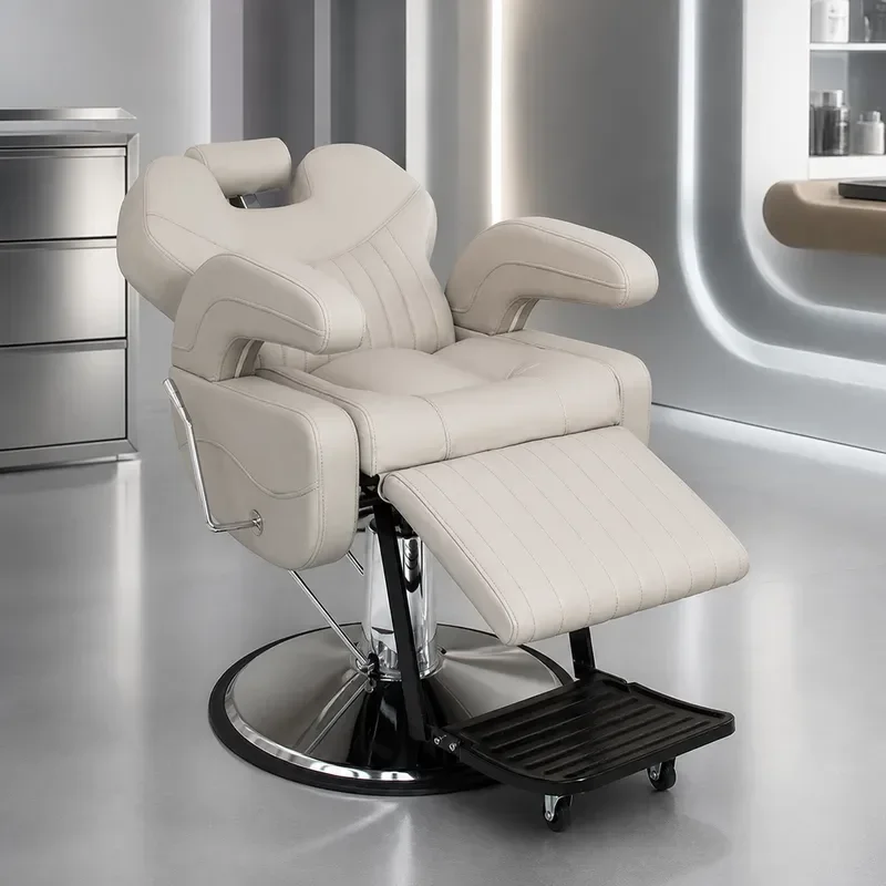 Bohore Manual Hydraulic Barber Chair Reclining Haircut Chair with Headrest Adjustable Lifting Cutting Chair for