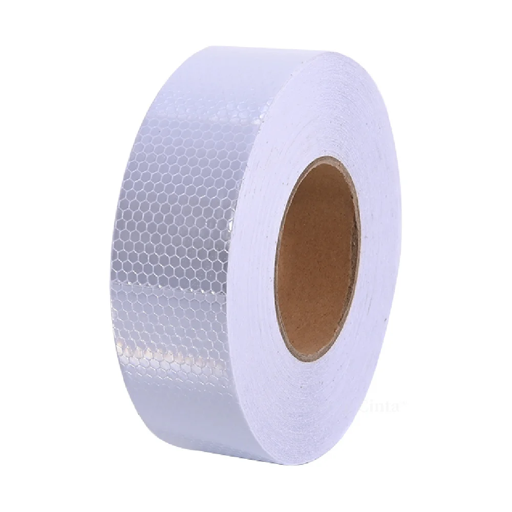 5CM Bright White Adhesive Reflective Tape Honeycomb Bike Reflector Tape Waterproof Road Safety Stickers For Bicycle Trucks 50M