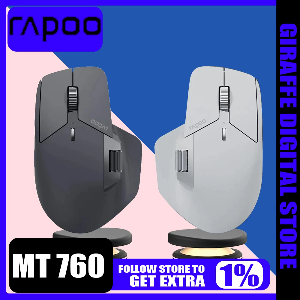 Rapoo Mt760 Wireless Mouse 2.4G Tri Mode Ergonomic Customized Lightweight Gaming Mouse 4000 Dpi  Pc Gamer Office Accessories