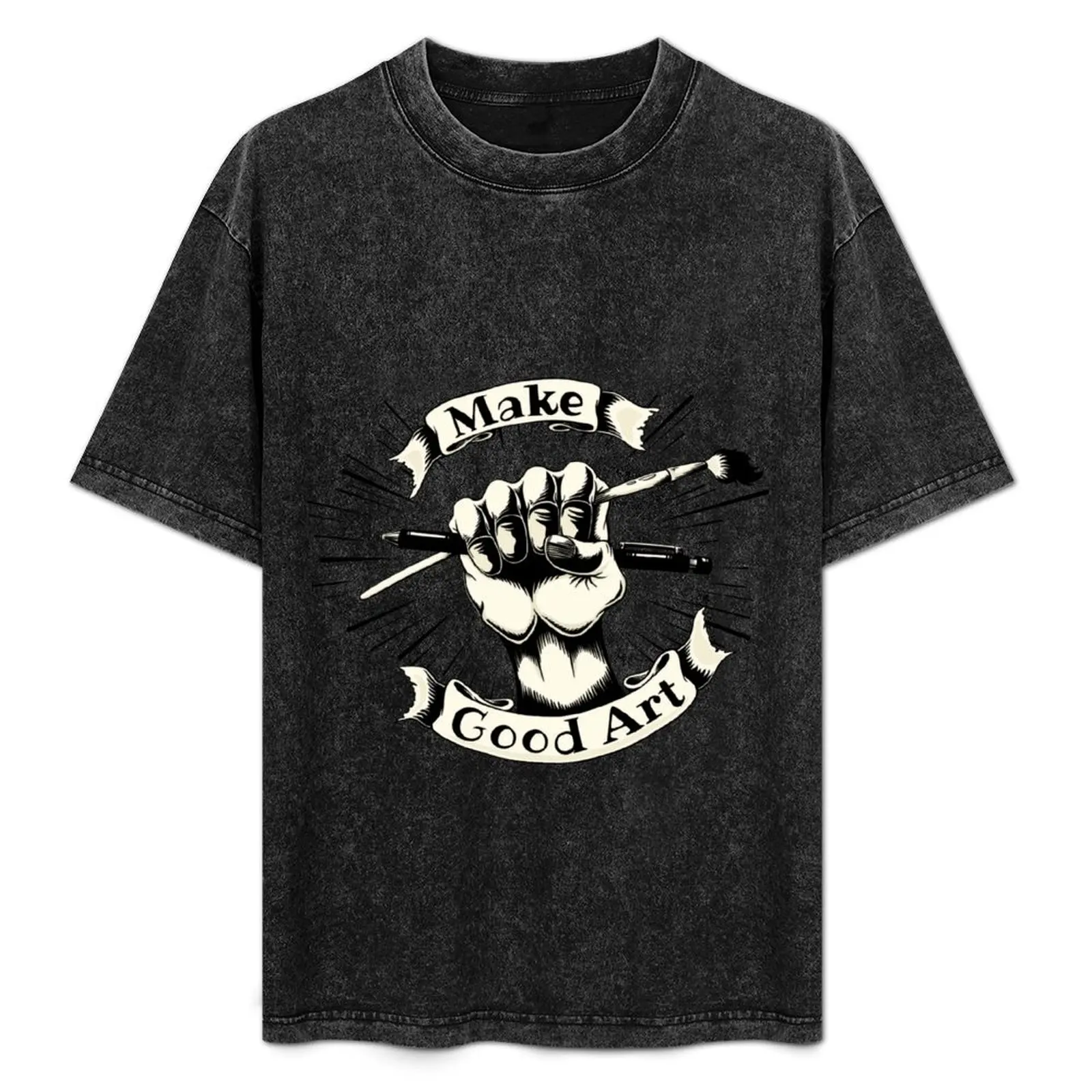 

Make good art logo cream T-Shirt Short sleeve tee oversized affliction shirts cotton t shirt men