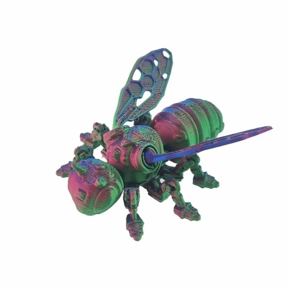 Movable Joint 3D Printing Bee Model Wing Joints 3D Printed Mechanical Bee Toy Creative Design Handmade Movable Joint Insect Toy
