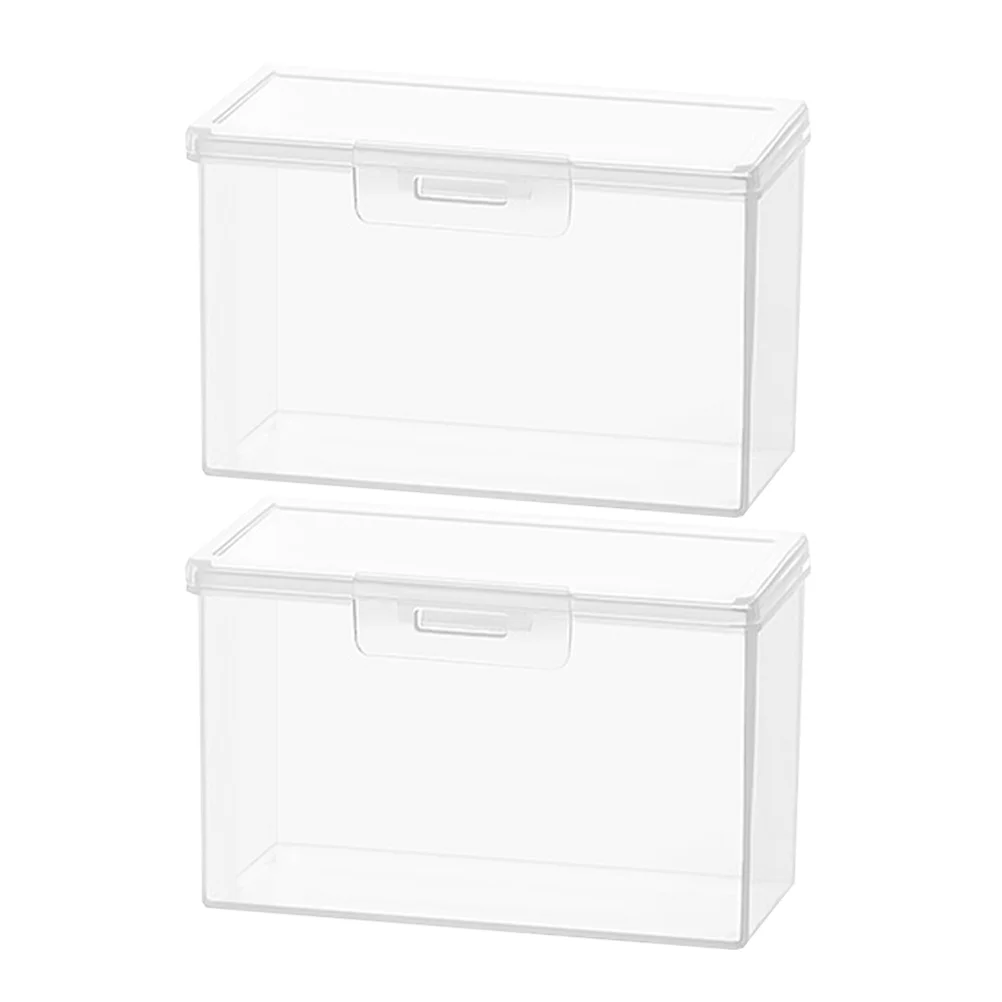 2 Pcs Card Storage Box Small Plastic Case Rectangular Cards Holder Boxes Cases for Bins Playing