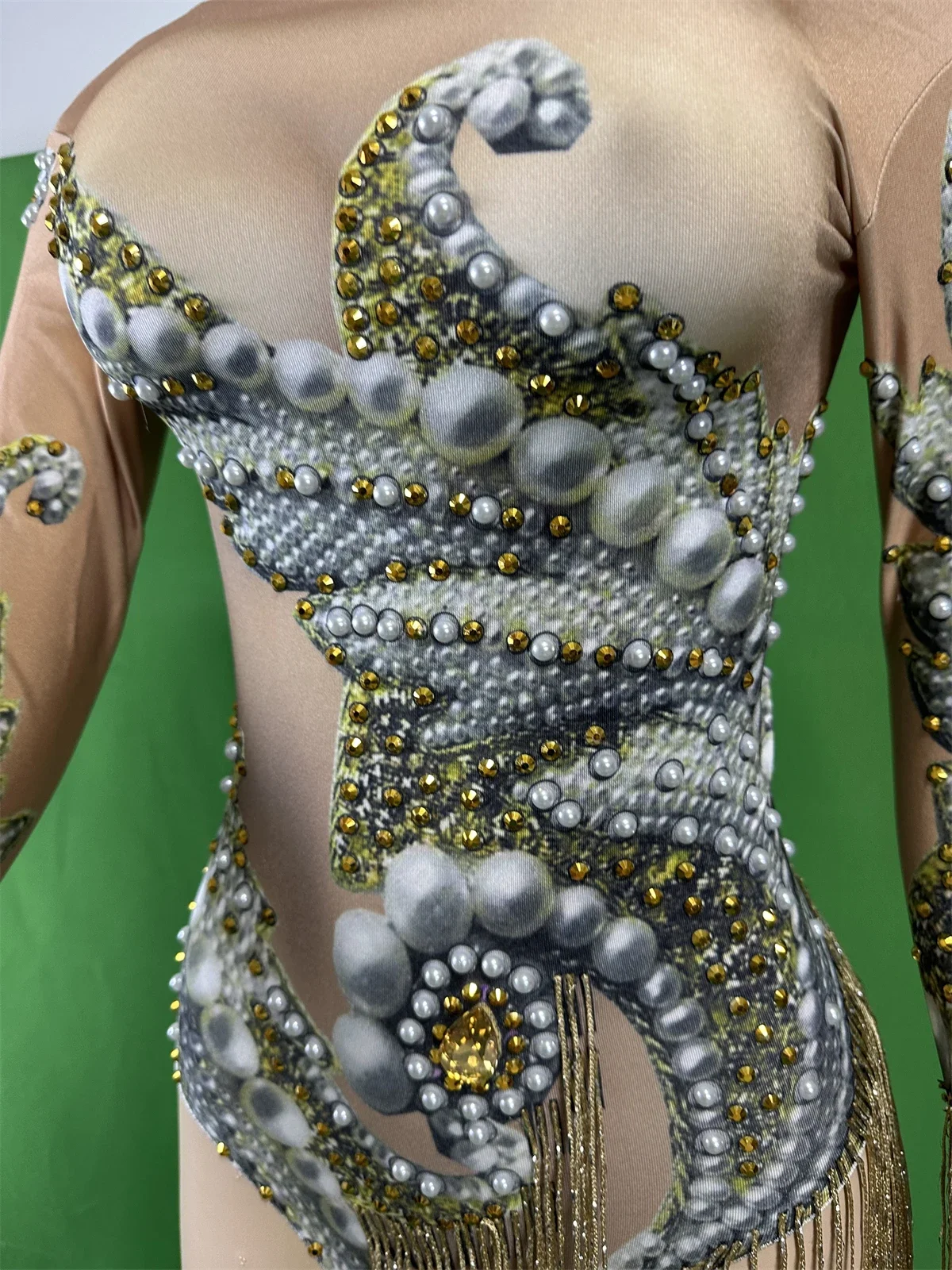 ملابس داخلية نسائية شرابة مطرزة راقصة المغني DJ DS Gogo تمتد سحب الملكة أداء الجاز كم طويل ثياب 2026 جديد #4