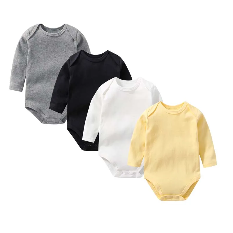 

Newborn Baby Boy Girl Clothes Baby Bodysuit 0 To 24 Months 100% Cotton Soft Fabric Onesies Solid Color Long Sleeves Jumpsuits