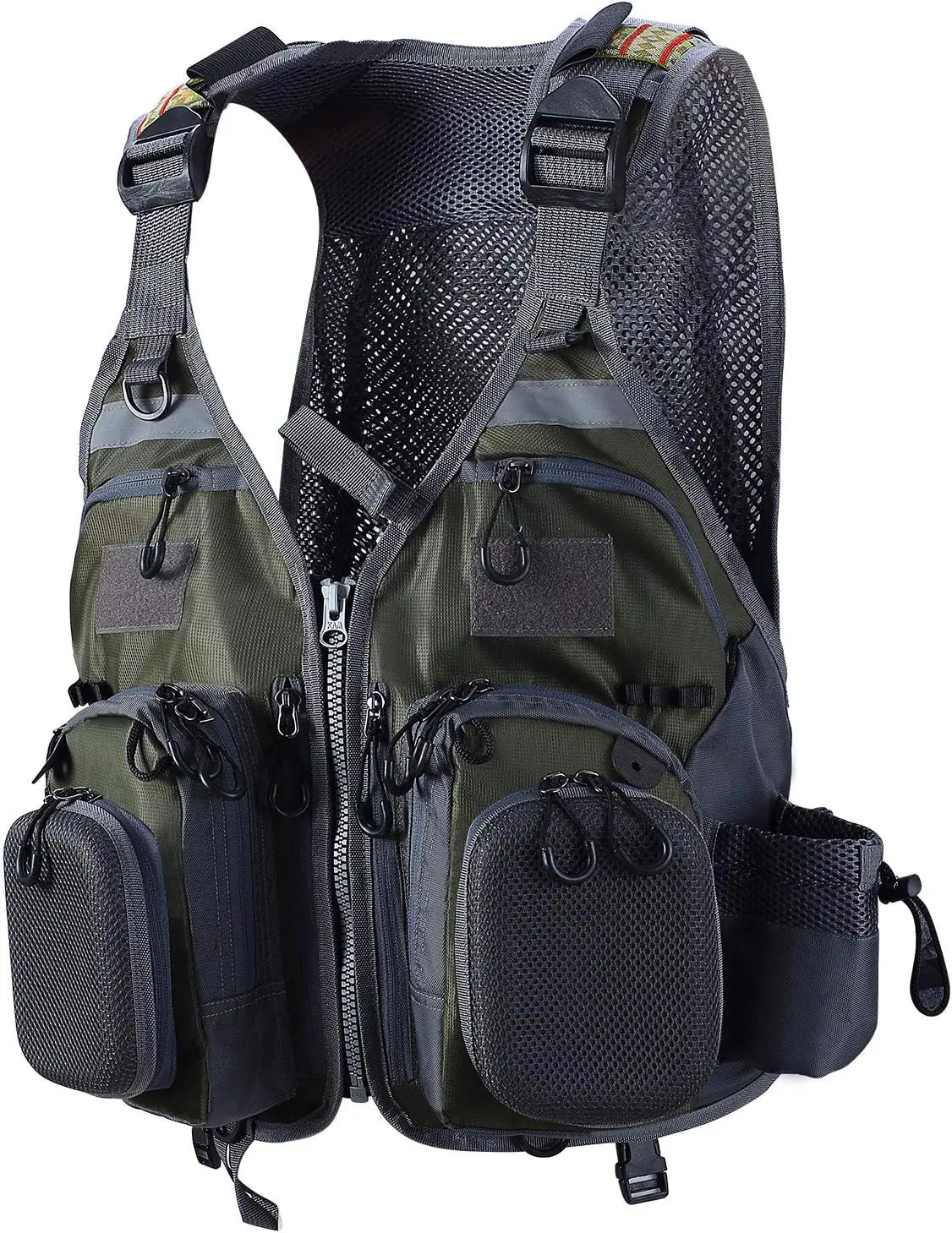 Fly Fishing Vest with Multi-Pockets Gear Outdoor Breathable Mesh Vest Backpack for Camping Hunting