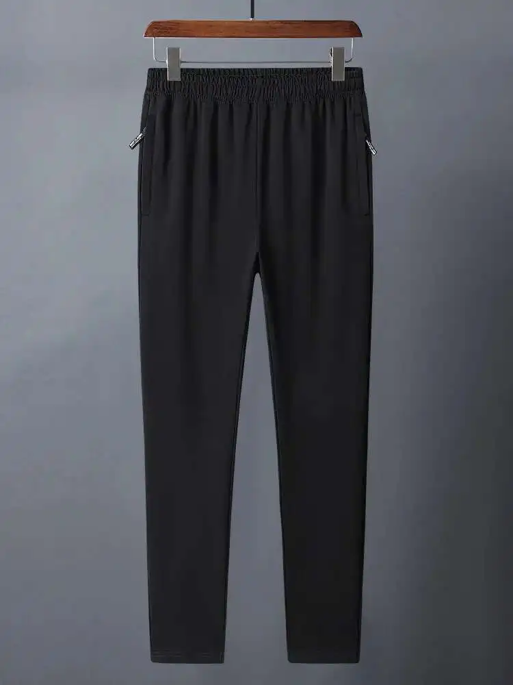

Осенние мужские брюки из 95% хлопка, большие размеры 8XL 7XL, тонкие повседневные весенние брюки с карманами на молнии, мужские черные, серые прямые брюки