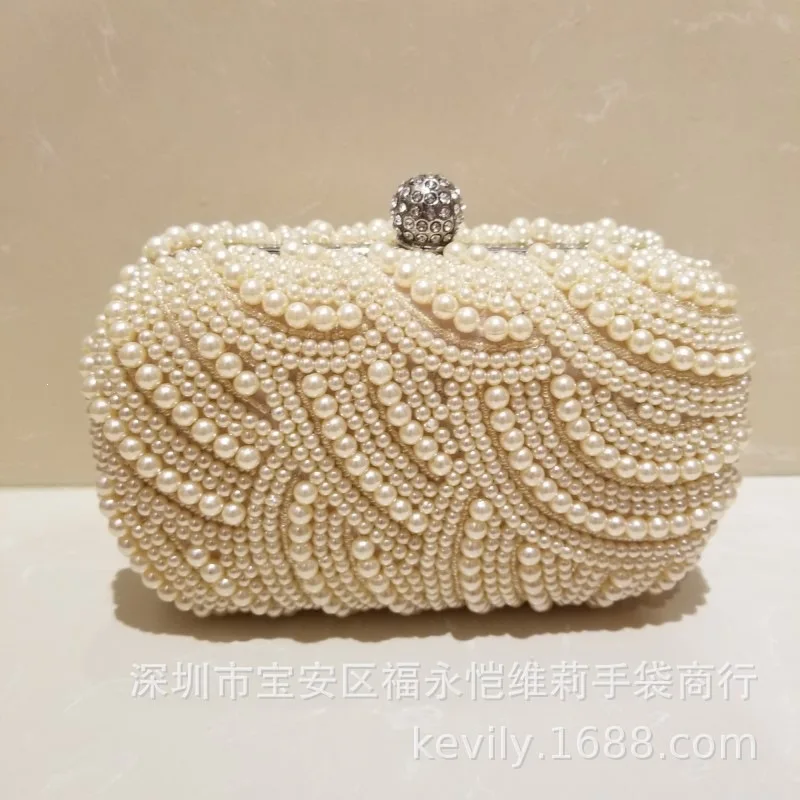 

Line Handmade Pearl Cheongsam Bag Dinner Bag Bead Embroidery Dress Cheongsam Chain Bag Short