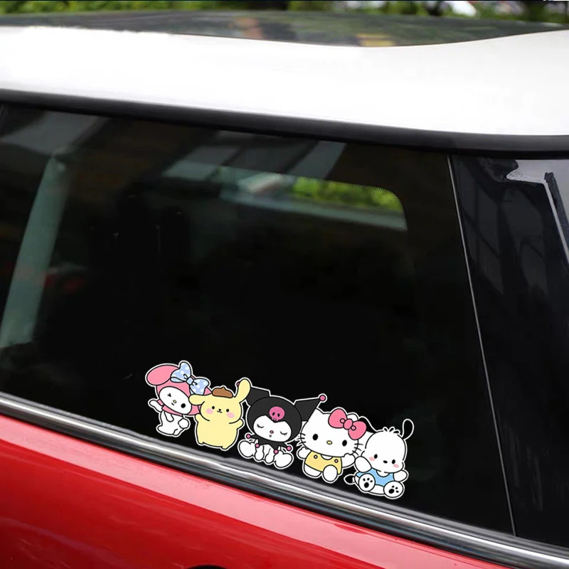 1Pc Anime Sanrio Figure Car Sticker Hello Kitty Kuromi Melody Waterproof Handbook Sticker Luggage Skateboard Guitar Laptop Toy