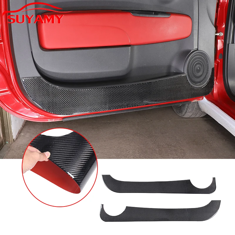 Soft Carbon Fiber Inner Door Welcome Pedal Door Threshold Strip Trim Stickers For 2011-2019 Fiat 500 Auto Interior Accessories