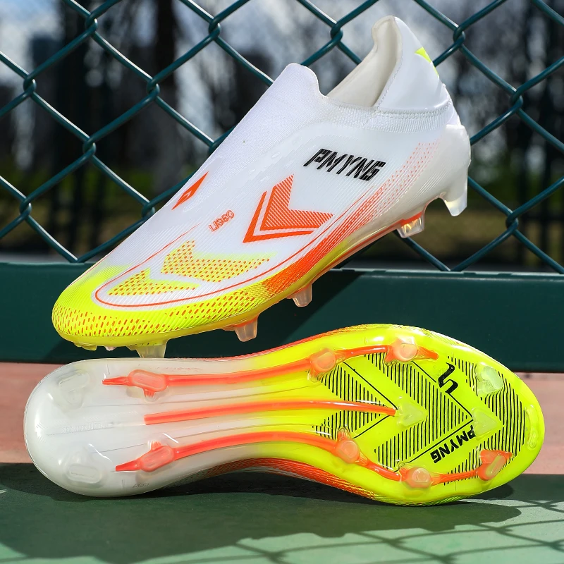 Summer Dopamine Football Shoes for Male and Female Students, Long-Spiked, Laceless, Non-Slip, Wear-Resistant, Natural Turf Training Shoes