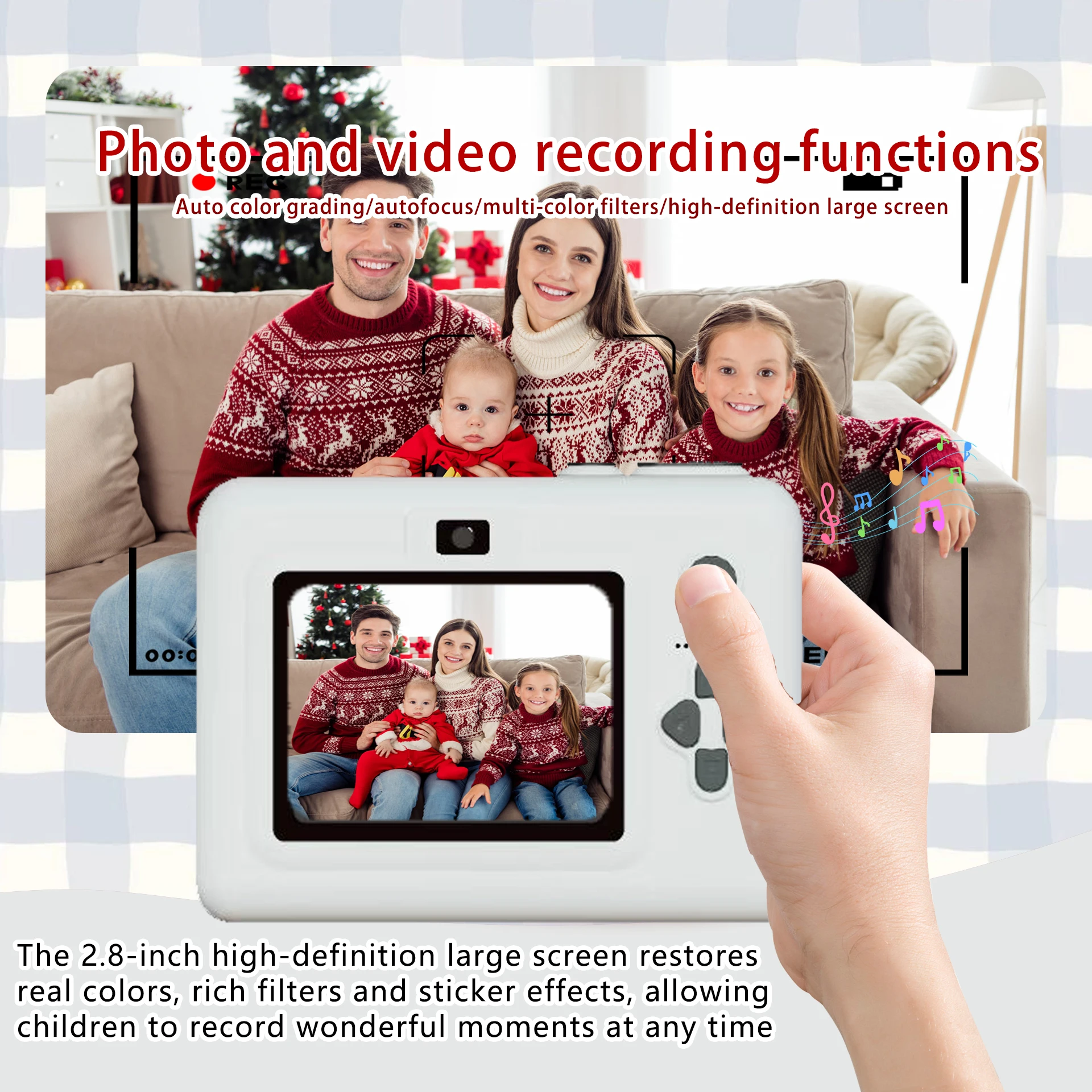 Digitale camera Kindercamera Instant Print HD Cartoon Ruimte kan foto's maken en verjaardagscadeaus afdrukken Kleine camera