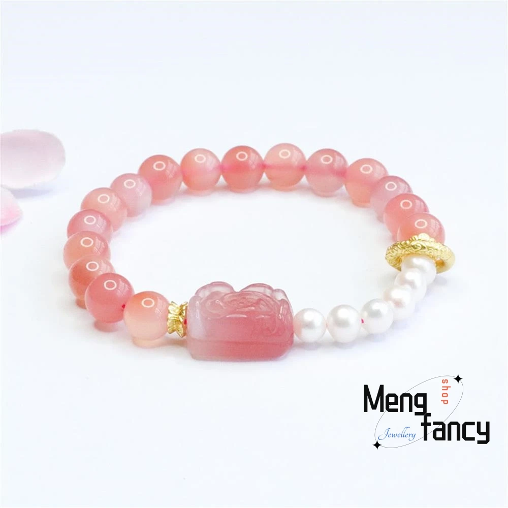 

Natural Salt Source Agate Peony Flower String Running Ring Bracelet Charm Elegant High-grade Luxury Quality Fashion Fine Jewelry