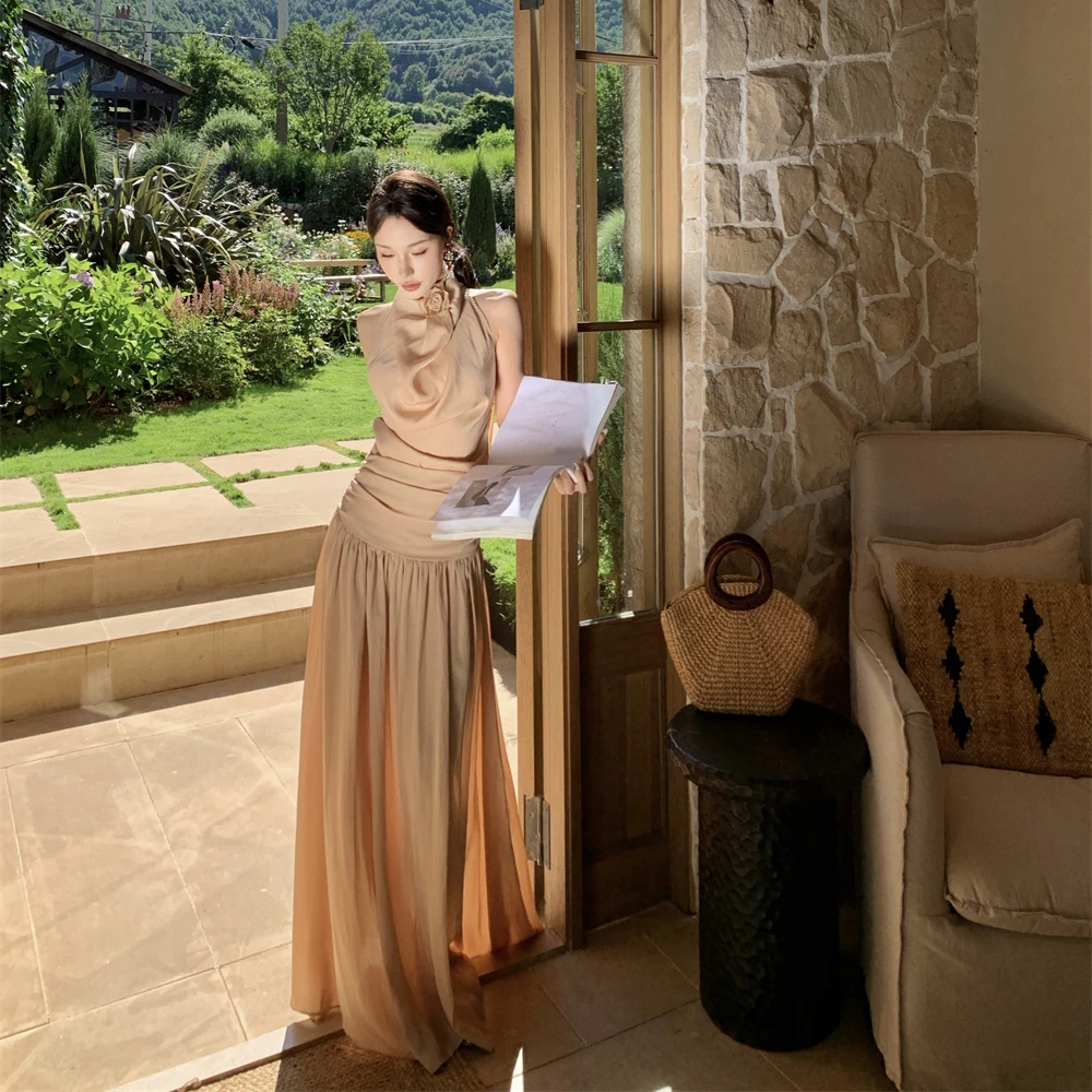 

Женское длинное платье-макси в стиле ретро для повседневной носки, из полиэстера