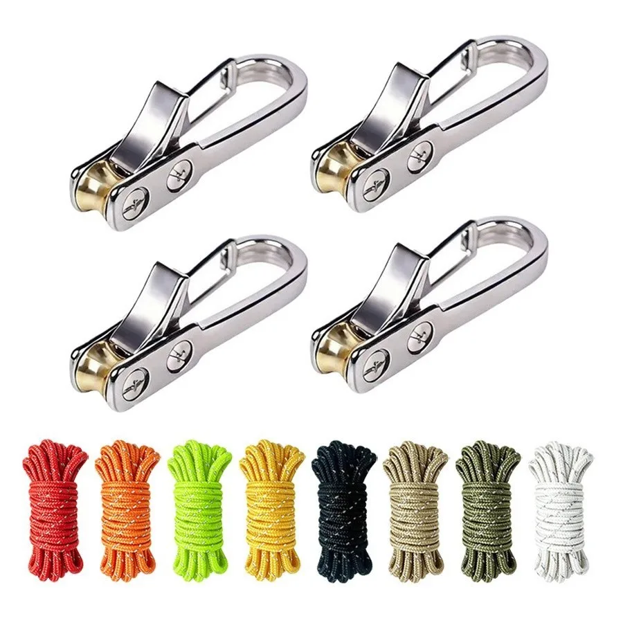 Rope Tying Tool And Tensioner with Roller Tensioner, Heavy-Duty Retractable Buckle with Accessory Rope, Suitable for Camping
