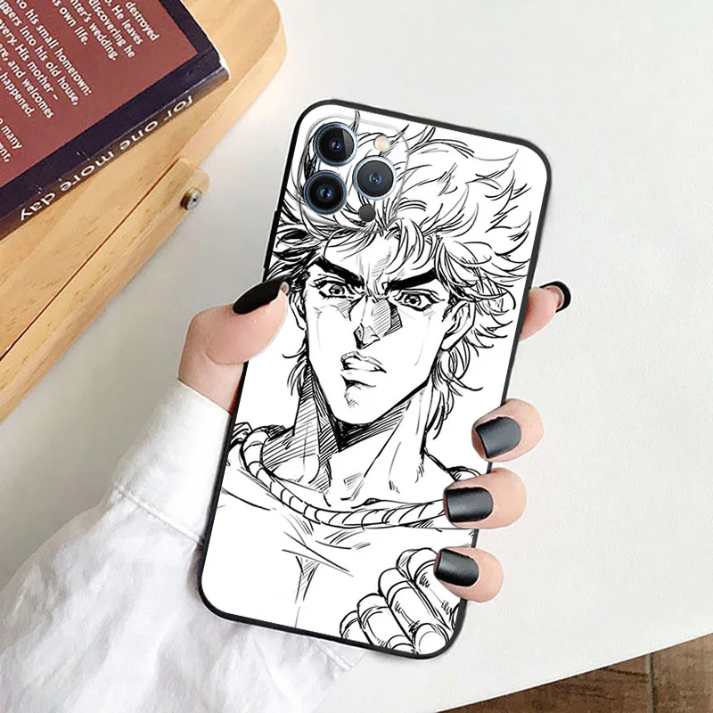 Black Soft Phone Case for Apple iphone 16 15 14 13 12 Mini XS 11 Pro Max XR 7 8 Plus X 16ProMax JOJO's Jonathan Joestar Cover