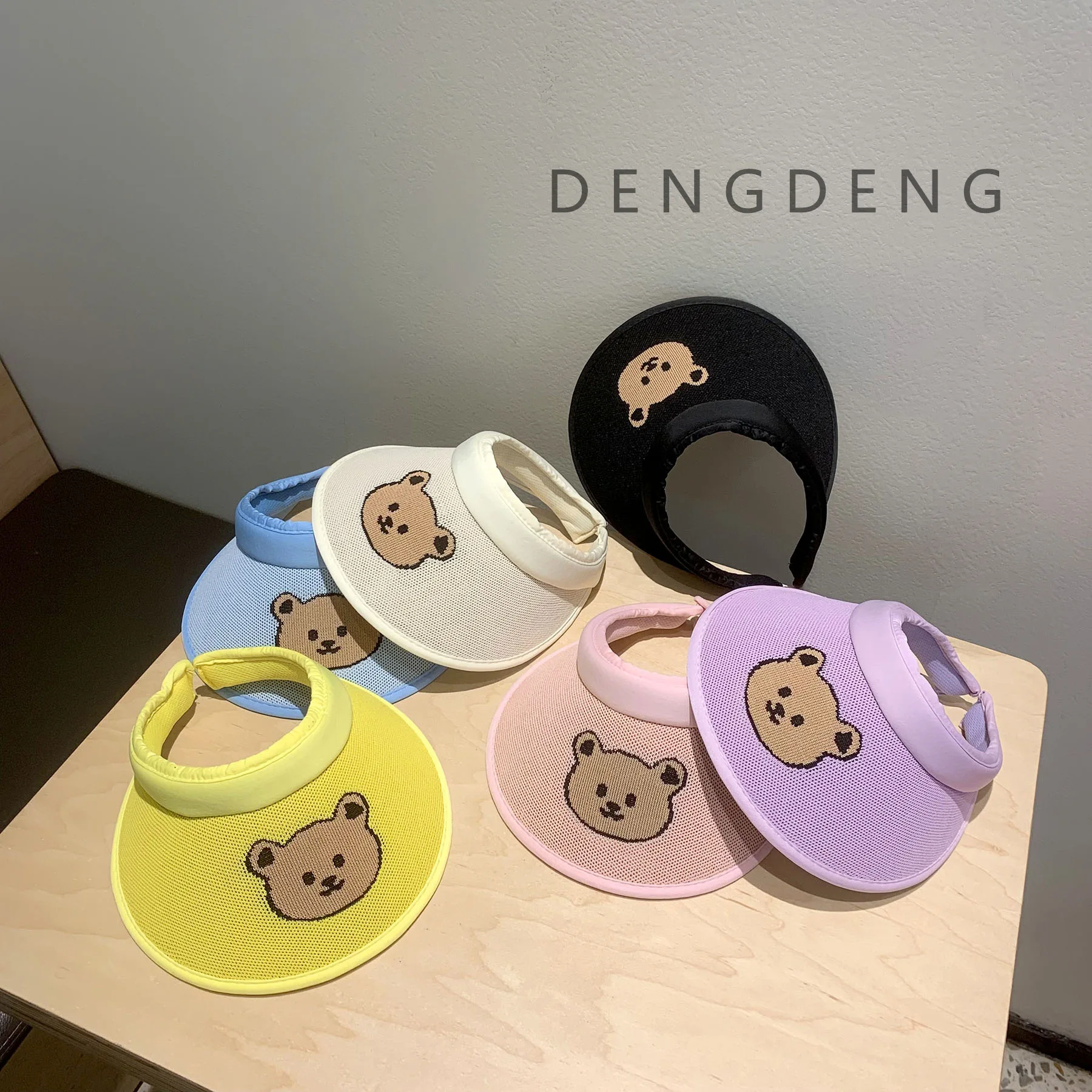 Sombreros de oso bonitos para niños, gorra hueca de ala grande, protector solar para bebés, sombrero para el sol, gorras de lavabo para niños y niñas, gorra de lengua de pato